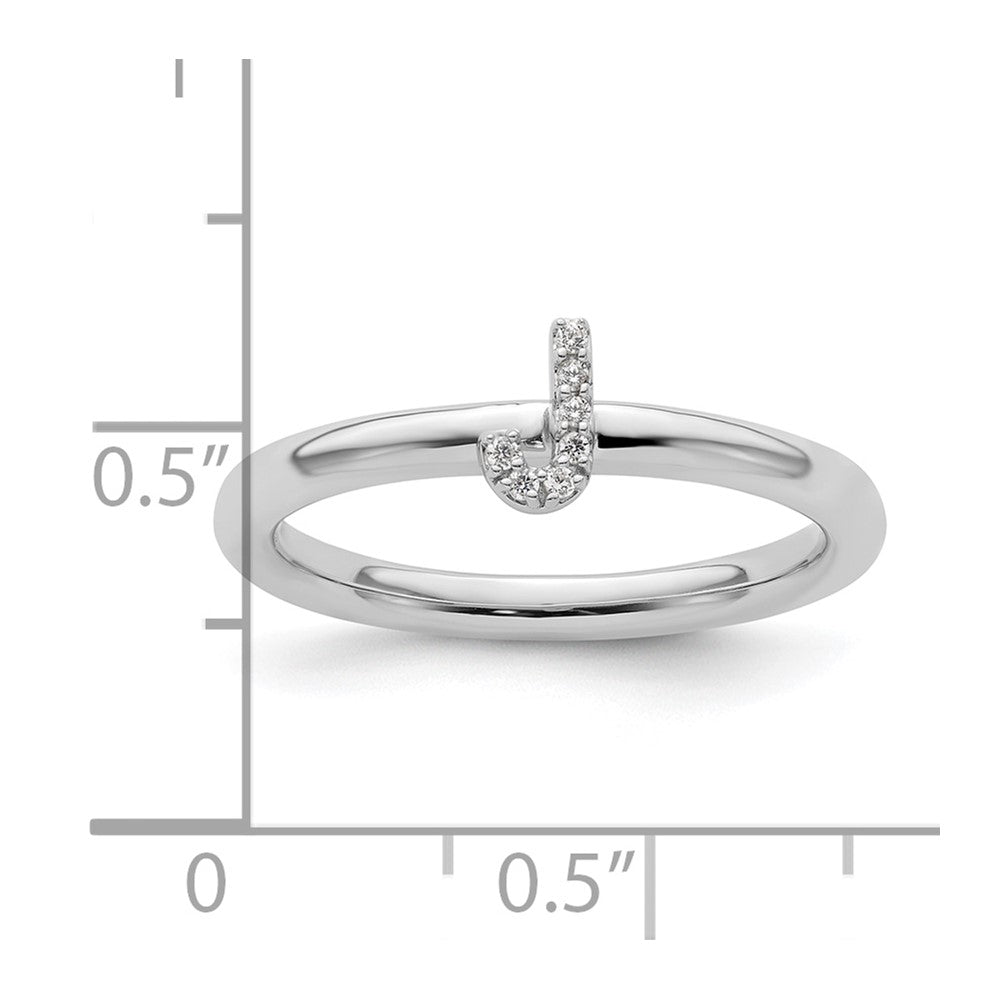 Stackable Diamond Initial Rings — 14k White Gold