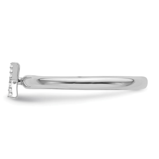 Stackable Diamond Initial Rings — 14k White Gold