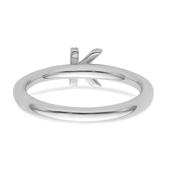 Stackable Diamond Initial Rings — 14k White Gold