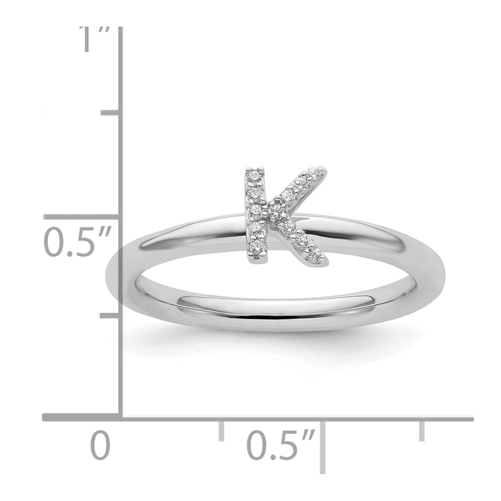 Stackable Diamond Initial Rings — 14k White Gold