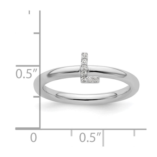 Stackable Diamond Initial Rings — 14k White Gold