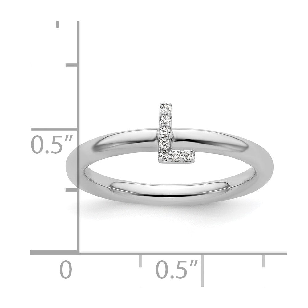 Stackable Diamond Initial Rings — 14k White Gold