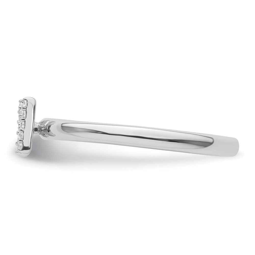 Stackable Diamond Initial Rings — 14k White Gold