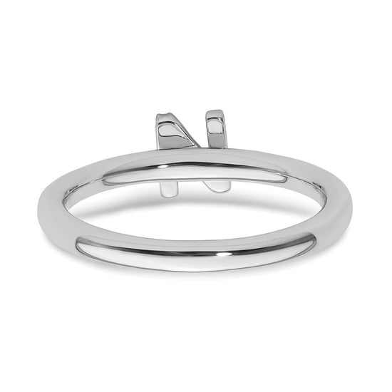 Stackable Diamond Initial Rings — 14k White Gold