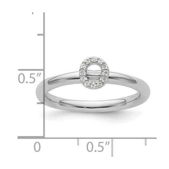 Stackable Diamond Initial Rings — 14k White Gold