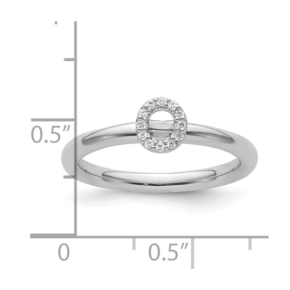 Stackable Diamond Initial Rings — 14k White Gold