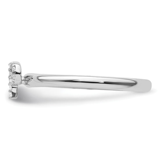 Stackable Diamond Initial Rings — 14k White Gold