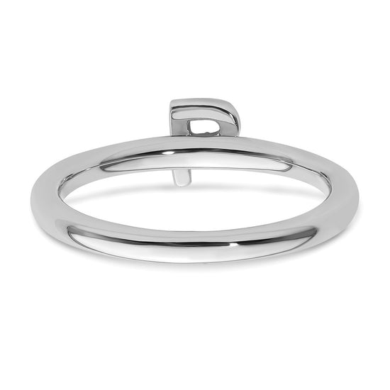 Stackable Diamond Initial Rings — 14k White Gold