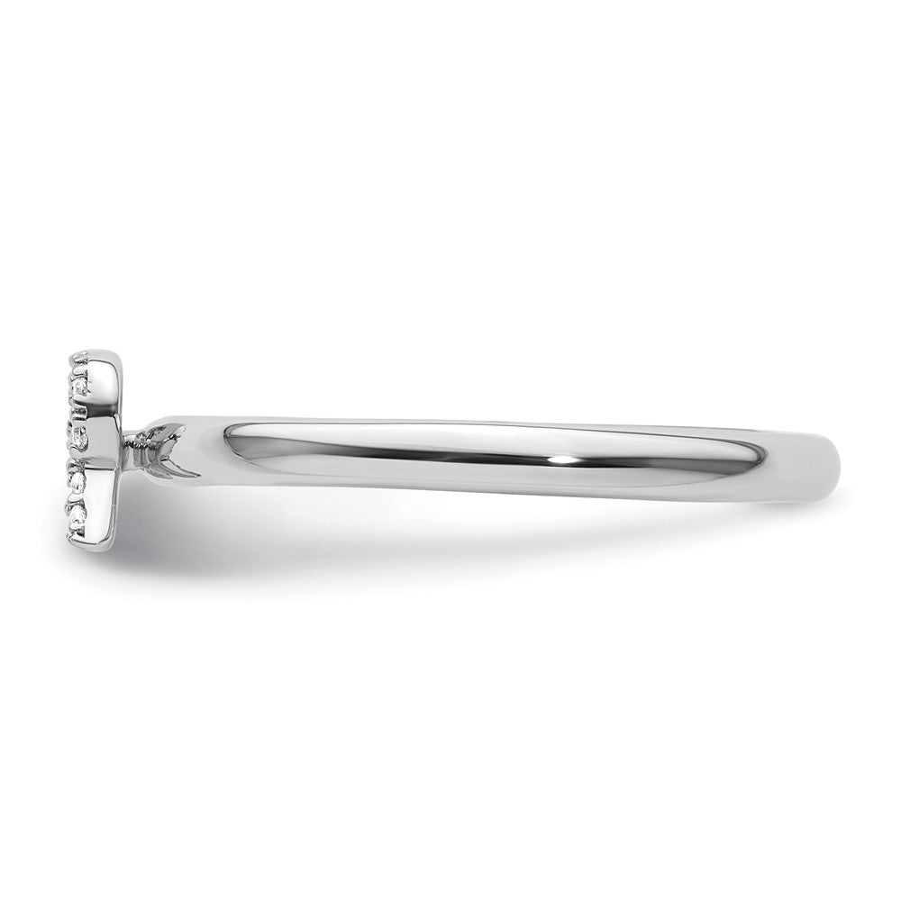Stackable Diamond Initial Rings — 14k White Gold