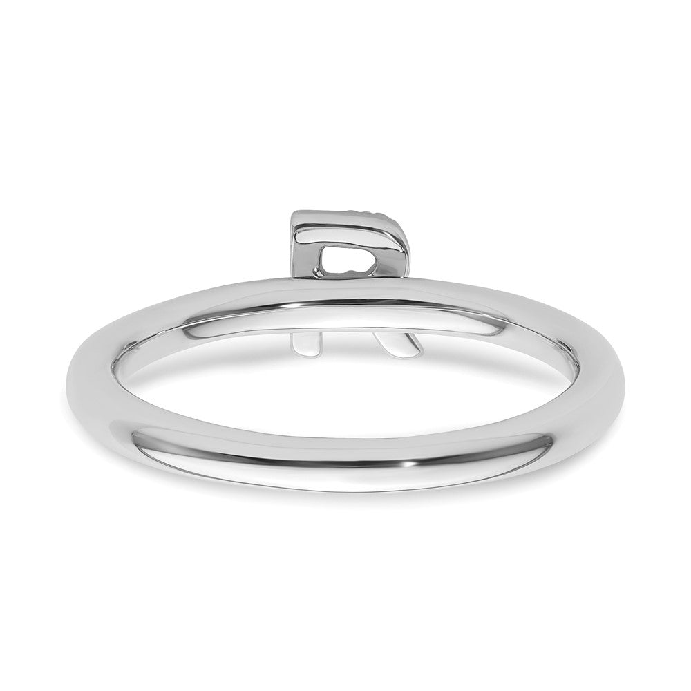 Stackable Diamond Initial Rings — 14k White Gold