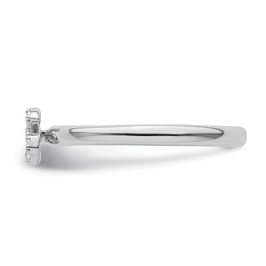 Stackable Diamond Initial Rings — 14k White Gold