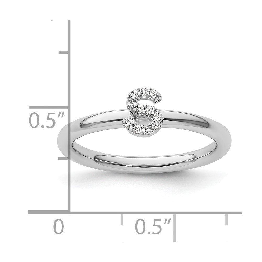Stackable Diamond Initial Rings — 14k White Gold