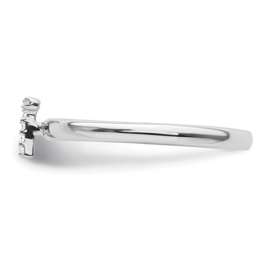 Stackable Diamond Initial Rings — 14k White Gold