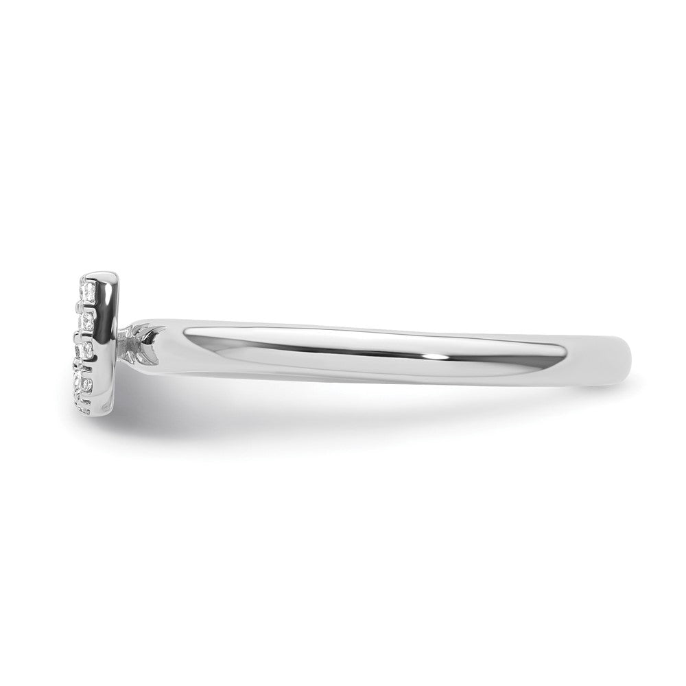 Stackable Diamond Initial Rings — 14k White Gold