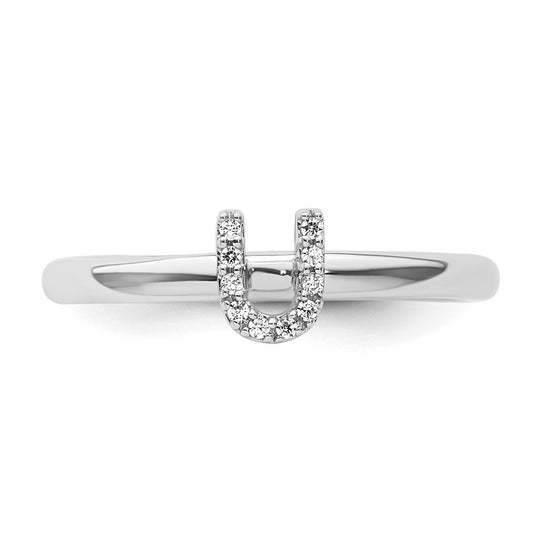 Stackable Diamond Initial Rings — 14k White Gold