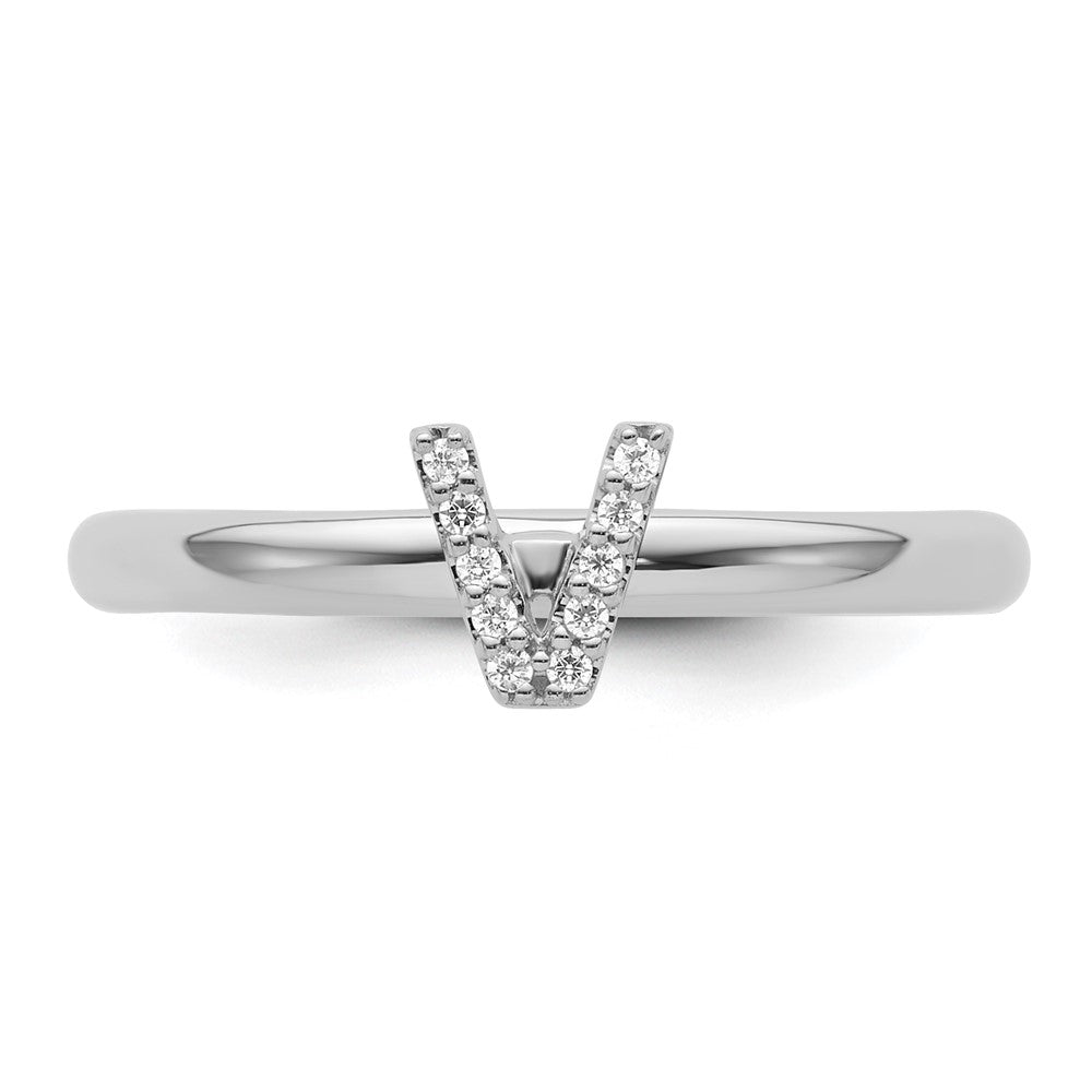Stackable Diamond Initial Rings — 14k White Gold