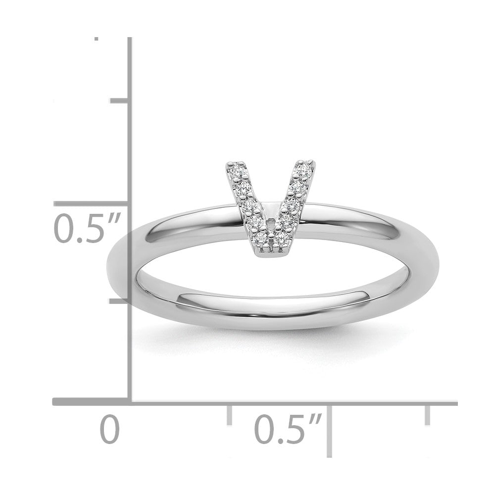Stackable Diamond Initial Rings — 14k White Gold