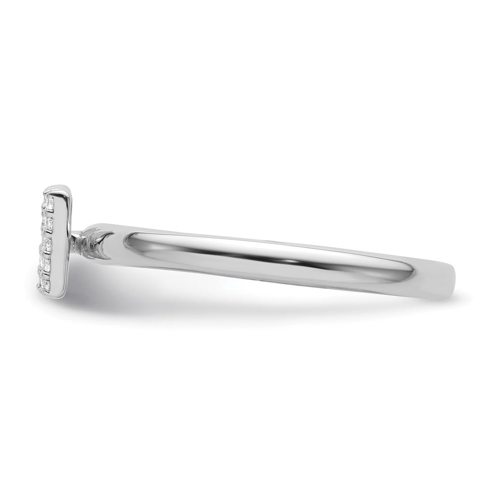 Stackable Diamond Initial Rings — 14k White Gold