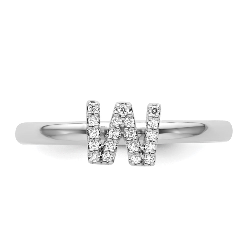 Stackable Diamond Initial Rings — 14k White Gold