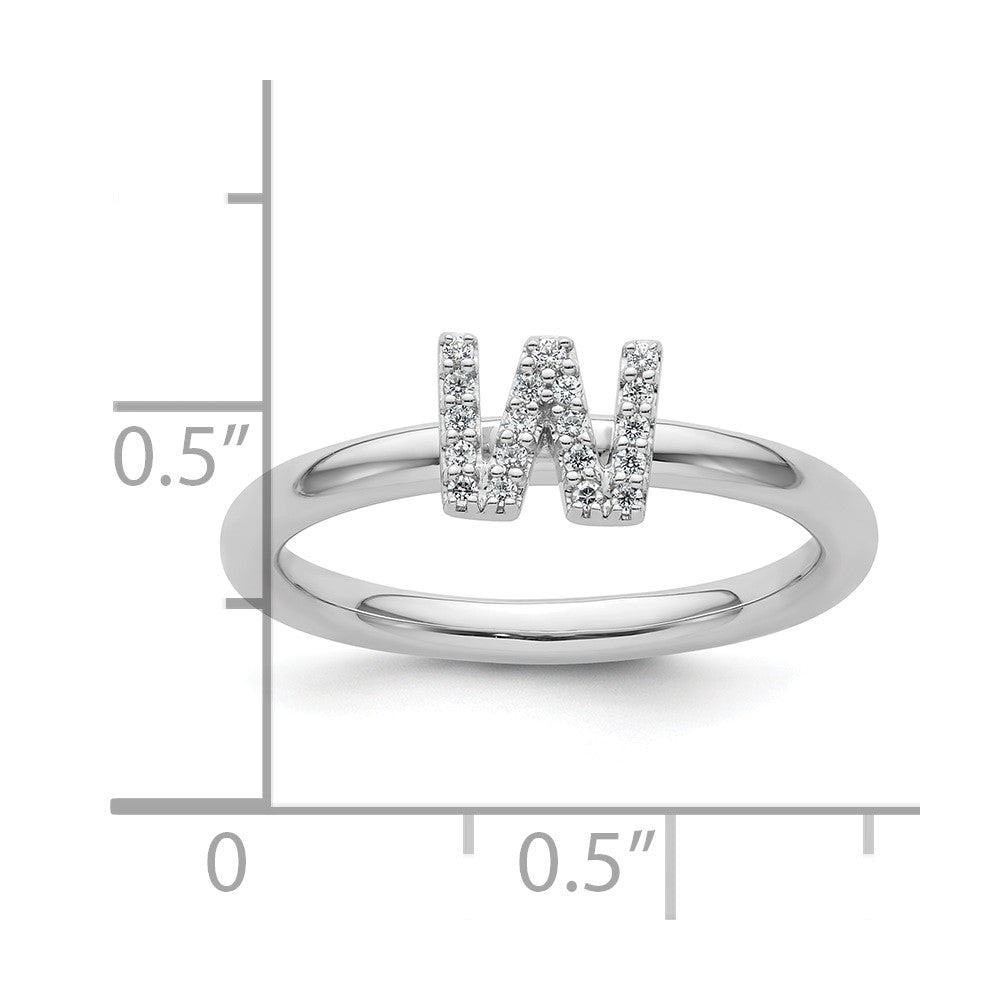 Stackable Diamond Initial Rings — 14k White Gold