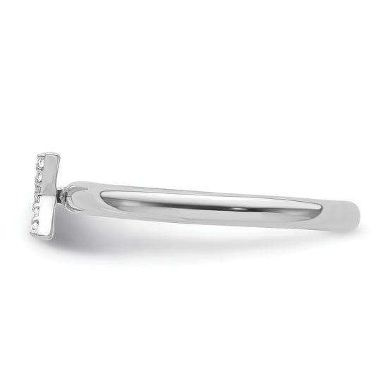 Stackable Diamond Initial Rings — 14k White Gold
