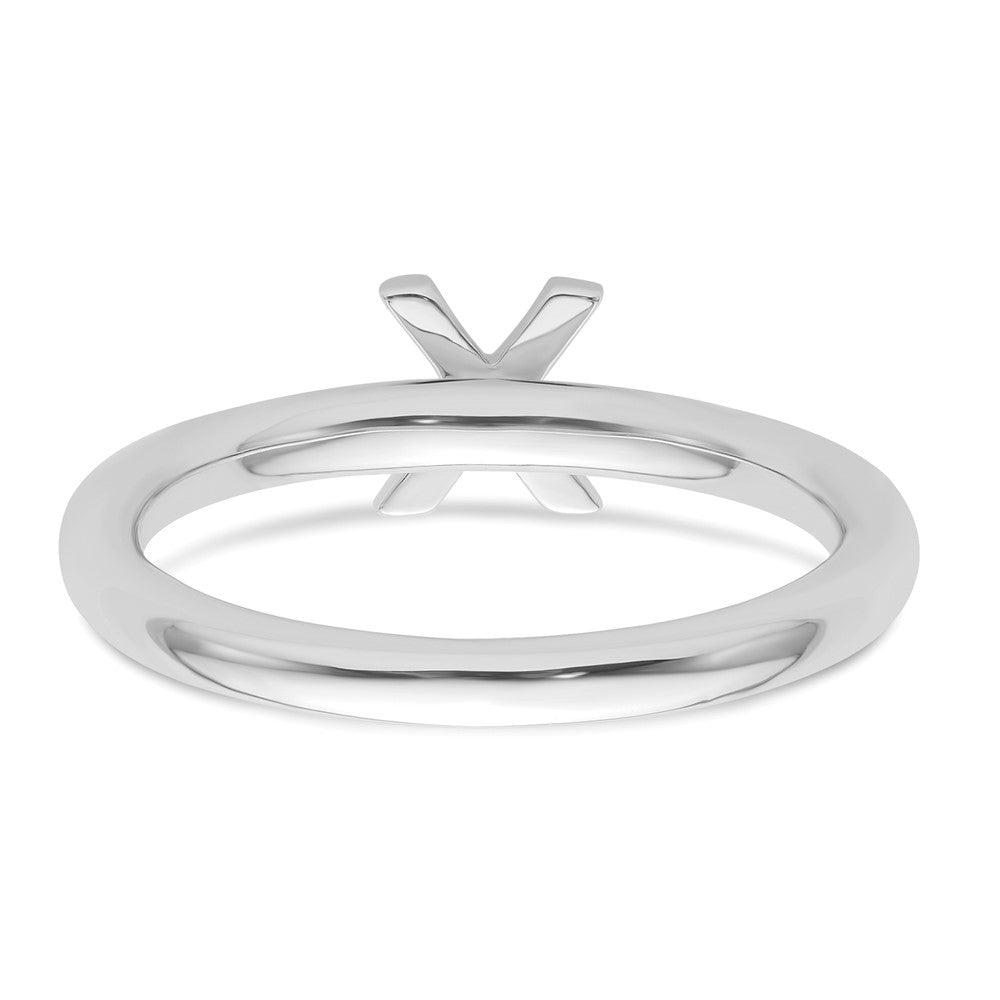 Stackable Diamond Initial Rings — 14k White Gold