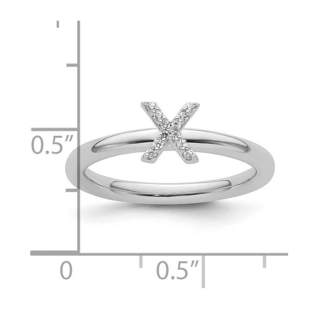 Stackable Diamond Initial Rings — 14k White Gold