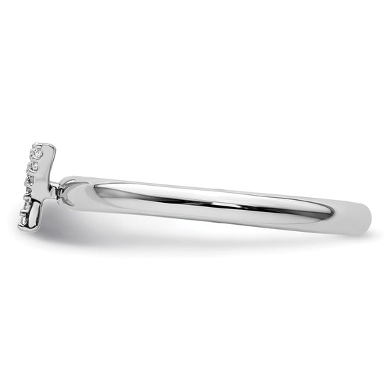 Stackable Diamond Initial Rings — 14k White Gold