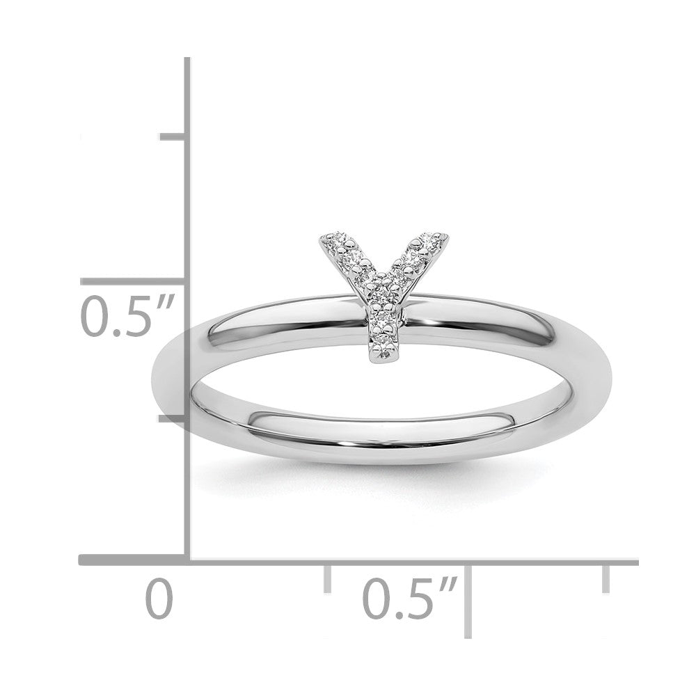Stackable Diamond Initial Rings — 14k White Gold
