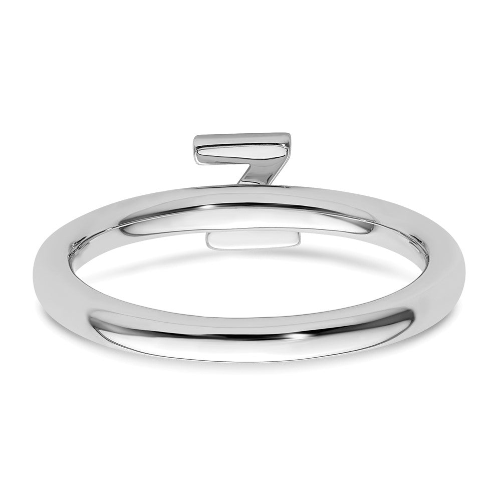 Stackable Diamond Initial Rings — 14k White Gold