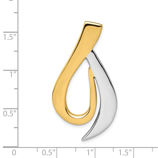 14k Two-tone Polished Slide Fits up to 6mm Regular/8mm Fancy or Reversible Omega