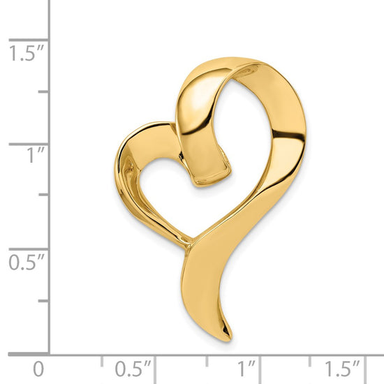 Gold Polished Heart Slide Pendants