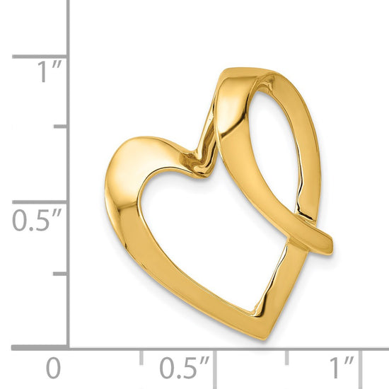 Gold Polished Heart Slide Pendants