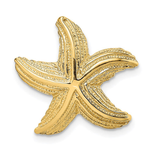 14K Polished and Textured Starfish Omega Slide