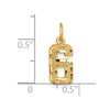 14k Small Brushed Diamond-cut Number 6 Charm