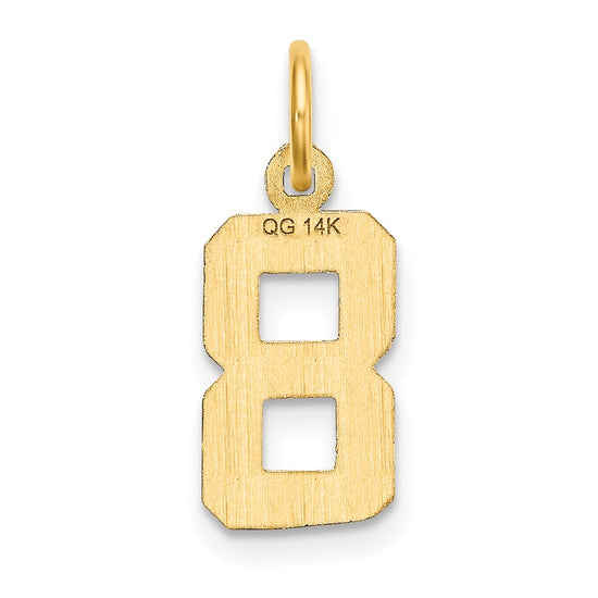 14k Small Brushed Diamond-cut Number 8 Charm