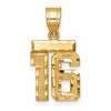 14k Small Brushed Diamond-cut Number 16 Charm