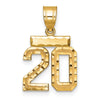 14k Small Brushed Diamond-cut Number 20 Charm