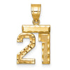 14k Small Brushed Diamond-cut Number 21 Charm