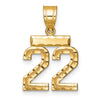 14k Small Brushed Diamond-cut Number 22 Charm