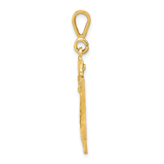 14k Small Brushed Diamond-cut Number 24 Charm