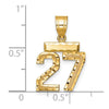 14k Small Brushed Diamond-cut Number 27 Charm