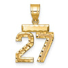 14k Small Brushed Diamond-cut Number 27 Charm