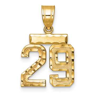 14k Small Brushed Diamond-cut Number 29 Charm