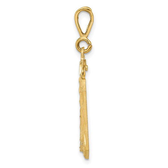 14k Small Brushed Diamond-cut Number 30 Charm