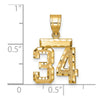 14k Small Brushed Diamond-cut Number 34 Charm