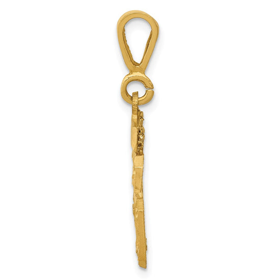 14k Small Brushed Diamond-cut Number 36 Charm