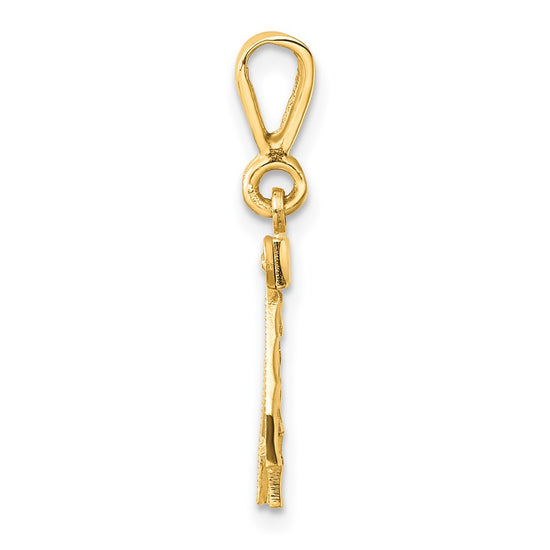 14k Small Brushed Diamond-cut Number 42 Charm