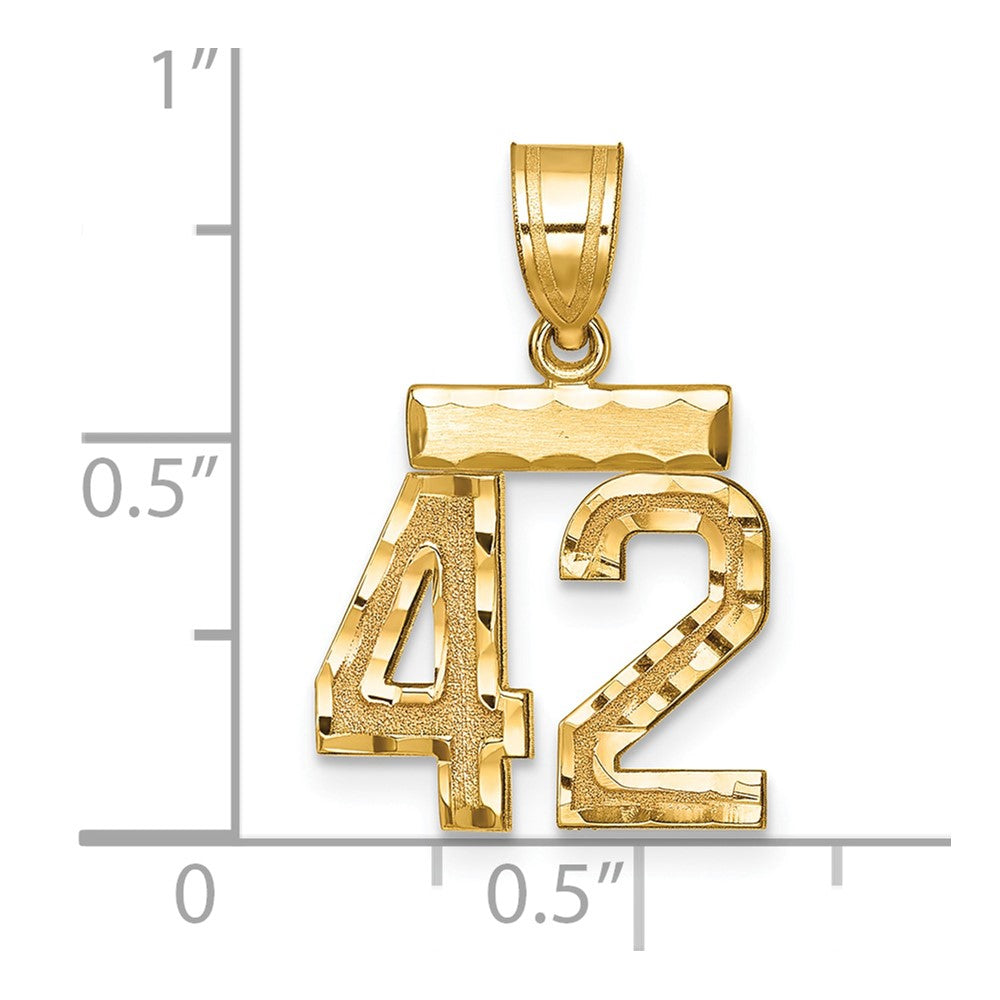 14k Small Brushed Diamond-cut Number 42 Charm