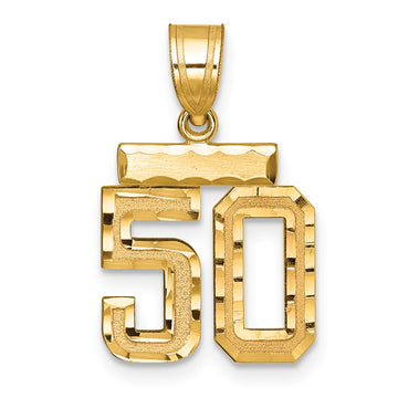 14k Small Brushed Diamond-cut Number 50 Charm